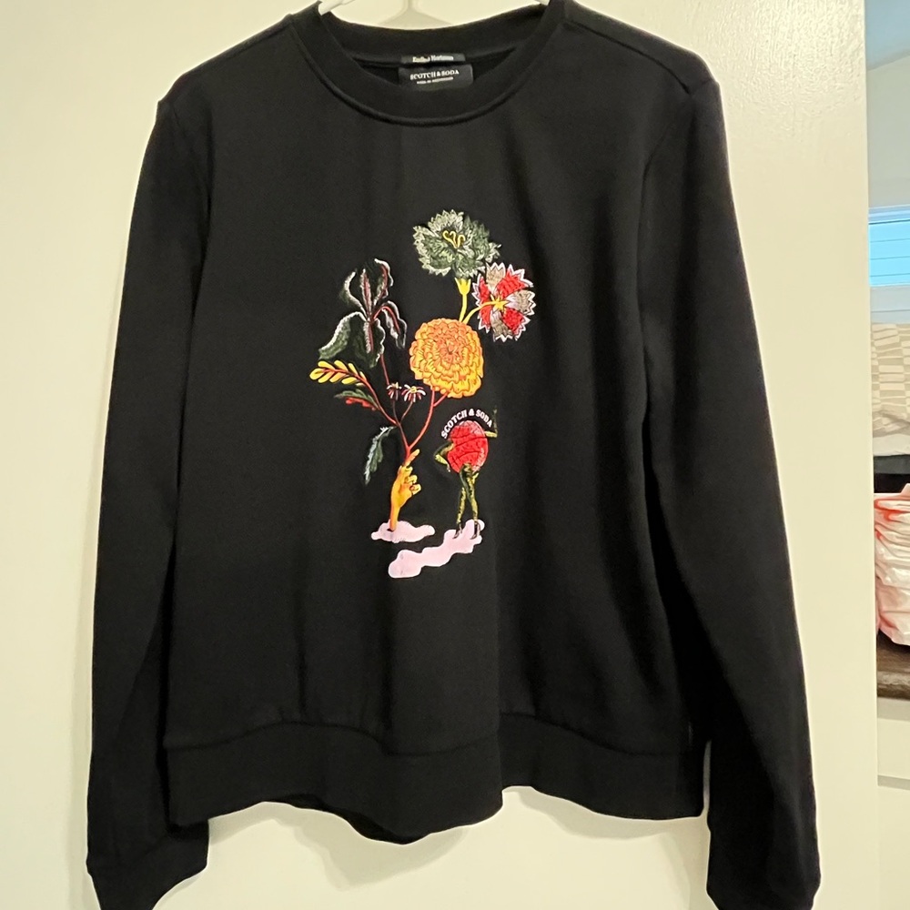 Scotch & Soda Black Crewneck Sweatshirt